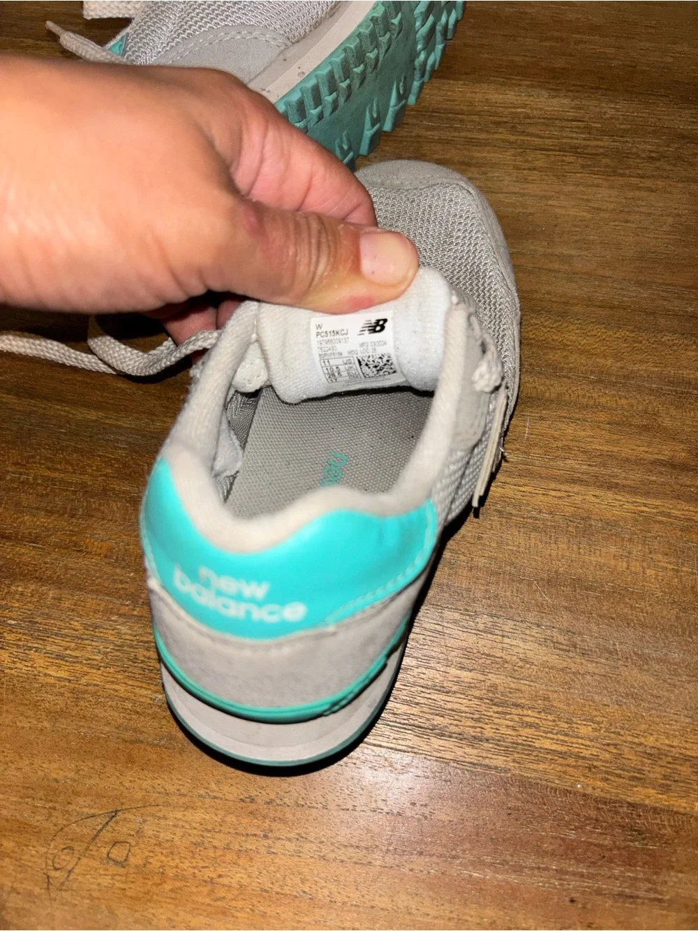 New Balance Kids Gray Sneakers with Teal Accents